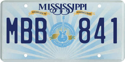 MS license plate MBB841
