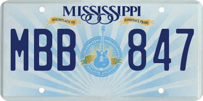 MS license plate MBB847