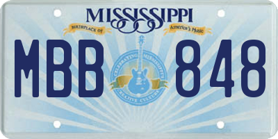 MS license plate MBB848