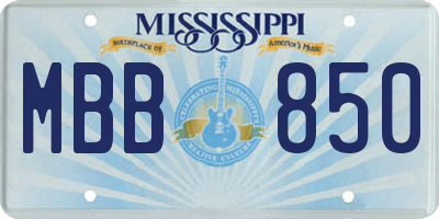 MS license plate MBB850