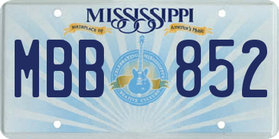 MS license plate MBB852