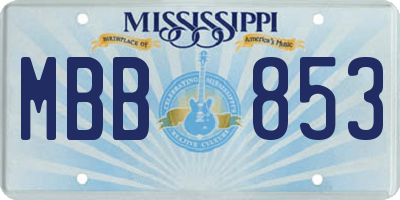 MS license plate MBB853