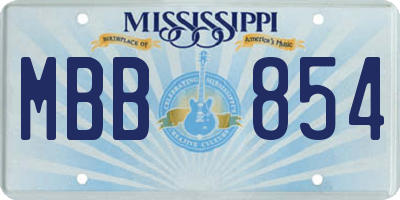 MS license plate MBB854