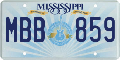 MS license plate MBB859