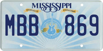 MS license plate MBB869