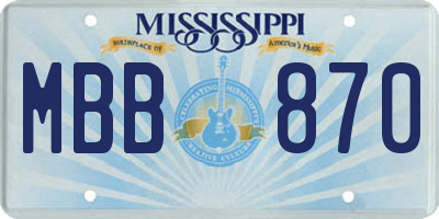 MS license plate MBB870