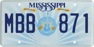 MS license plate MBB871
