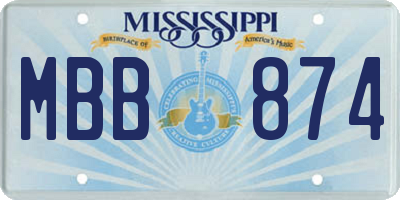 MS license plate MBB874