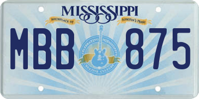 MS license plate MBB875