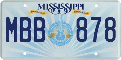 MS license plate MBB878
