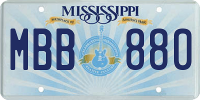 MS license plate MBB880