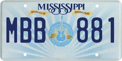 MS license plate MBB881