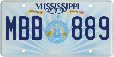 MS license plate MBB889