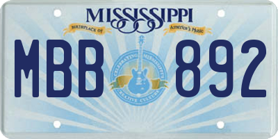MS license plate MBB892