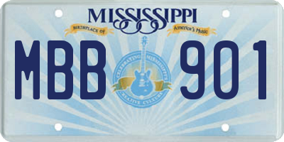 MS license plate MBB901