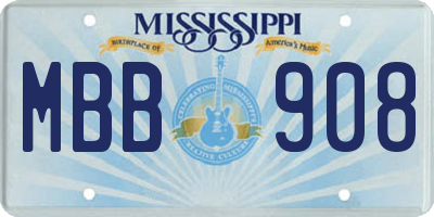 MS license plate MBB908