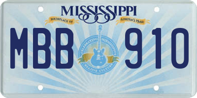 MS license plate MBB910