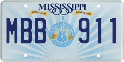 MS license plate MBB911