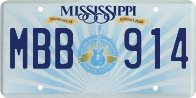 MS license plate MBB914