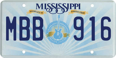 MS license plate MBB916
