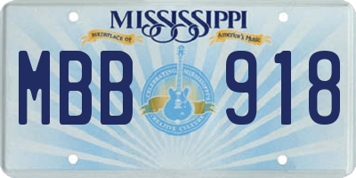 MS license plate MBB918