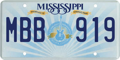 MS license plate MBB919