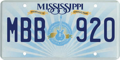 MS license plate MBB920