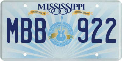 MS license plate MBB922
