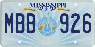 MS license plate MBB926