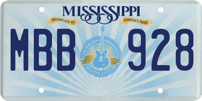 MS license plate MBB928