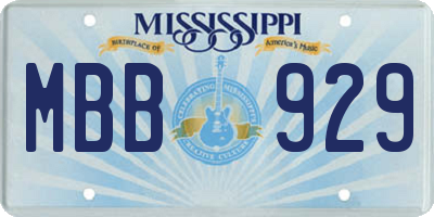 MS license plate MBB929