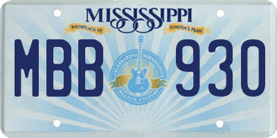 MS license plate MBB930