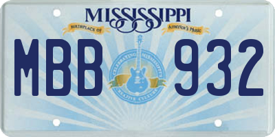 MS license plate MBB932