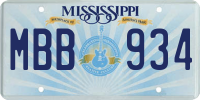 MS license plate MBB934