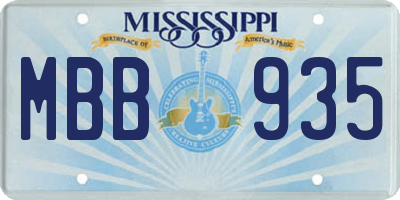 MS license plate MBB935