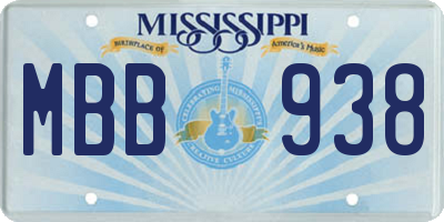 MS license plate MBB938