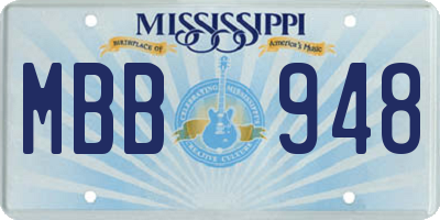 MS license plate MBB948