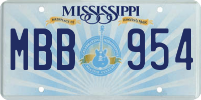 MS license plate MBB954