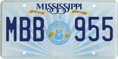 MS license plate MBB955