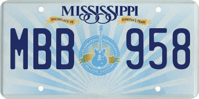 MS license plate MBB958