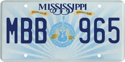 MS license plate MBB965