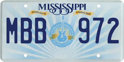 MS license plate MBB972