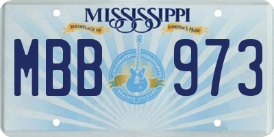 MS license plate MBB973