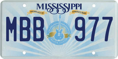 MS license plate MBB977