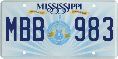 MS license plate MBB983