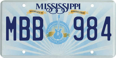 MS license plate MBB984