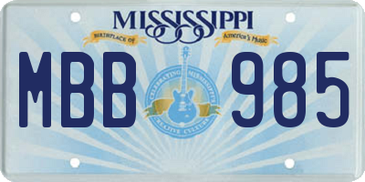MS license plate MBB985