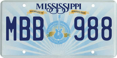 MS license plate MBB988