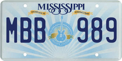 MS license plate MBB989