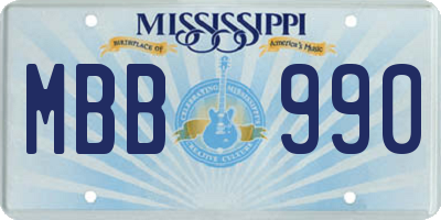 MS license plate MBB990